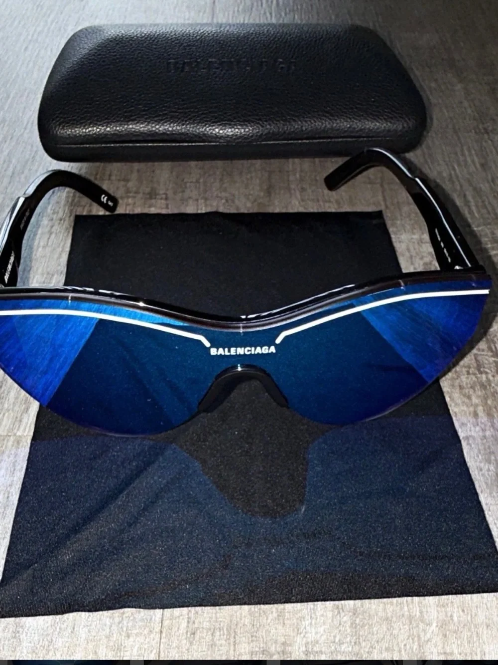 Authentic Balenciaga Shield Sunglasses in Blue and Black